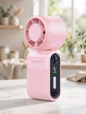Mini Portable Handheld Turbo Fan 5-Speed Rechargeable - Pink
